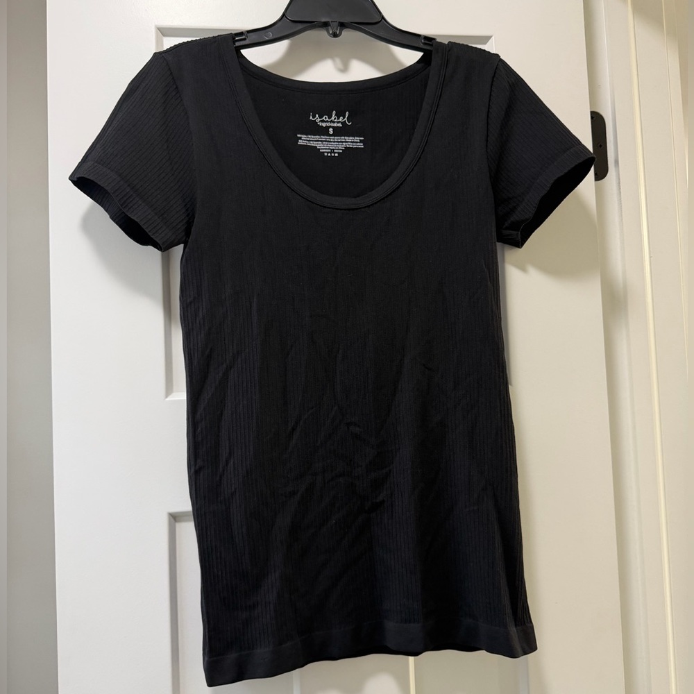 Isabel Maternity by Ingrid & Isabel Black Short Sleeve Scoop Neck Tee
